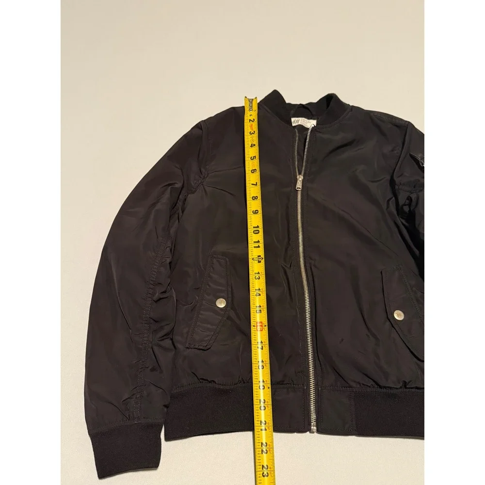 HM Kids Black Bomber Jacket Full Zip Utility Flight Jacket Size 11-12Y